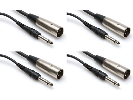 (4) Hosa PXM-102 2 Foot 1 4  TS To XLR Male Unbalanced Interconnect Audio Cables Cheap