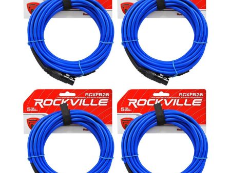 4 Rockville RCXFB25Bl Blue 25  Female REAN XLR to 1 4   TRS Balanced Cables OFC Cheap