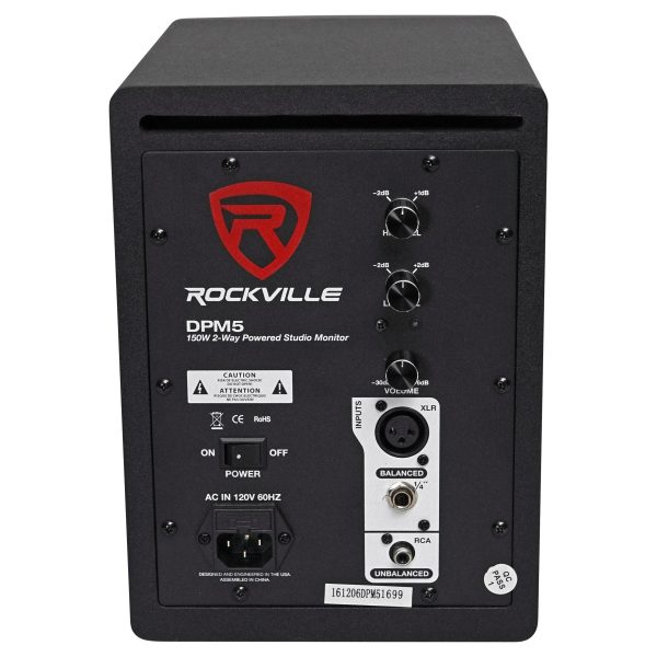 2) Rockville DPM5B 5.25  300w Powered Studio Monitors+Stands+Headphones+Mic+Foam Discount