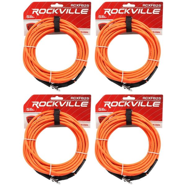 4 Rockville RCXFB25O Orange 25  Female REAN XLR to 1 4   TRS Balanced Cables OFC Hot on Sale