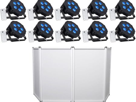 (10) American DJ ADJ MEGA HEX PAR Can RGBWA+UV Slim LED Wash Lights+Facade Booth Online Sale