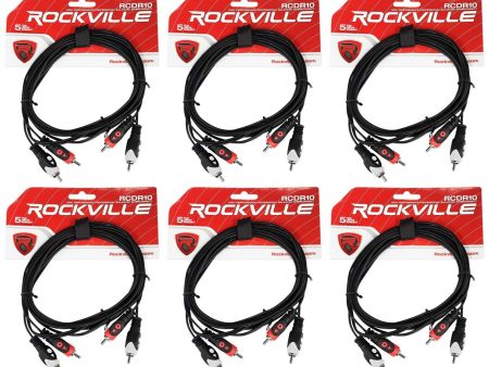 6 Rockville RCDR10B 10  Dual Mono RCA to RCA Patch Cable 100% Copper For Sale