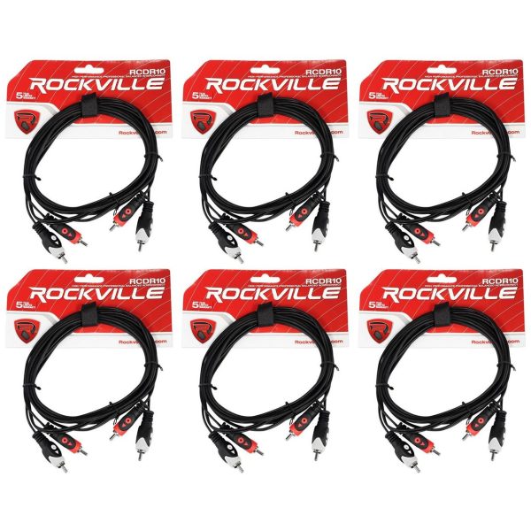 6 Rockville RCDR10B 10  Dual Mono RCA to RCA Patch Cable 100% Copper For Sale