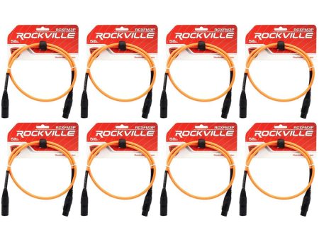 8 Rockville RCXFM3P-O Orange 3  Female to Male REAN XLR Mic Cable 100% Copper on Sale