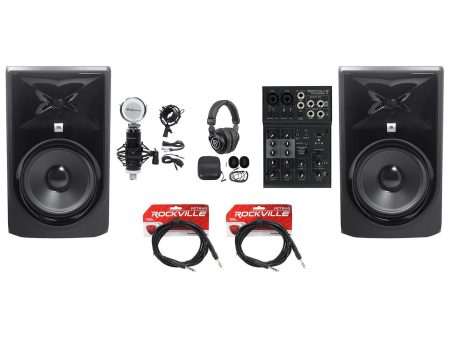 2) JBL 308P MkII 8  Studio Monitors+USB Interface Mixer+Headphones+Condenser Mic Online Hot Sale