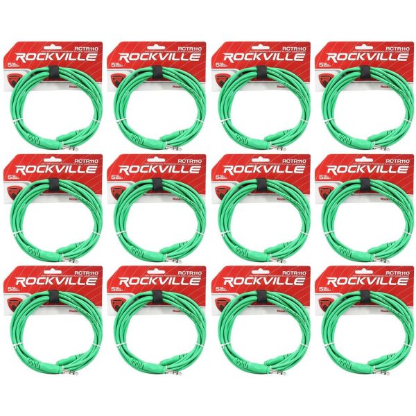 12 Rockville RCTR110G Green 10  1 4   TRS to 1 4   TRS  Cable 100% Copper For Sale