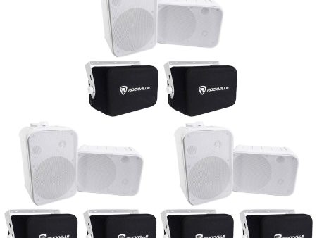 6) Rockville HP65S 6.5  500w Outdoor Patio Backyard Speakers w Waterproof Covers Hot on Sale