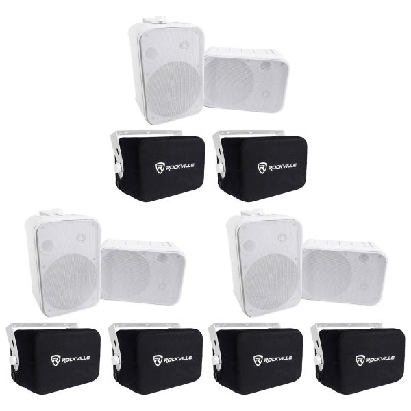 6) Rockville HP65S 6.5  500w Outdoor Patio Backyard Speakers w Waterproof Covers Hot on Sale