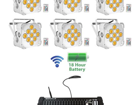 6) Rockville BEST PAR 60 Battery Wash Lights Wireless DMX+384 Channel Controller on Sale