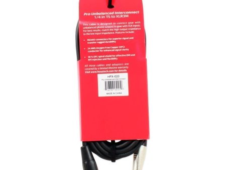 2 Hosa HPX-020 XLR TO 1 4  TS Male 20 Foot Pro Unbalanced Cables Online Hot Sale