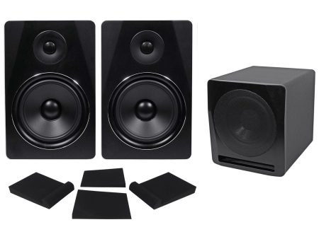 (2) Rockville APM8B 8  Powered Studio Monitors+Active 10  Subwoofer+Foam Pads Online Hot Sale