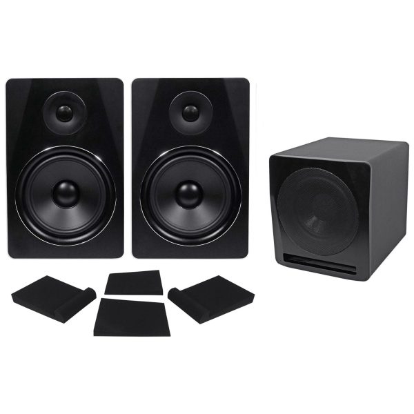 (2) Rockville APM8B 8  Powered Studio Monitors+Active 10  Subwoofer+Foam Pads Online Hot Sale