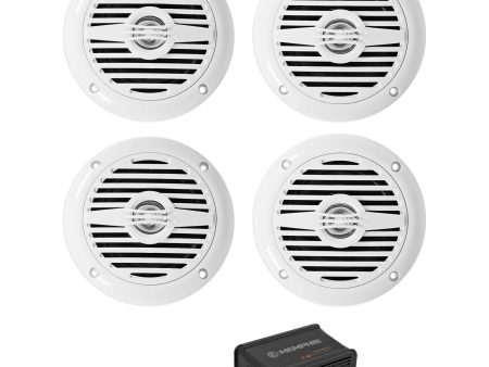 (4) Rockville MS40W White 4  200w Speakers+Memphis Amplifier For ATV UTV Cart For Sale