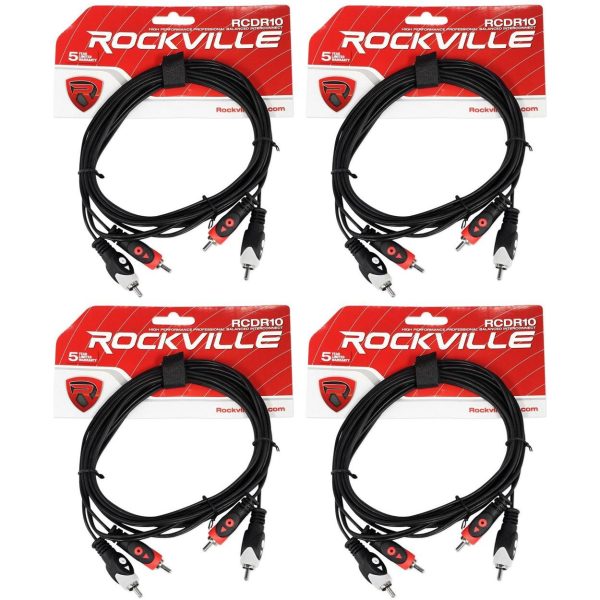 4 Rockville RCDR10B 10  Dual Mono RCA to RCA Patch Cable 100% Copper For Cheap