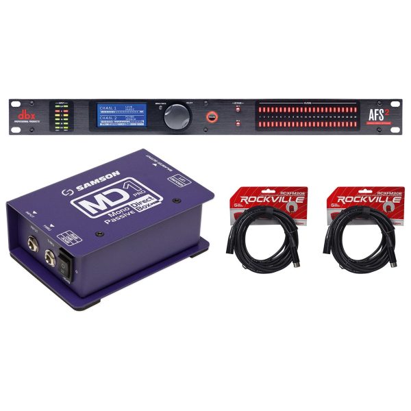 DBX AFS2 Dual Channel Advanced DSP Feedback Suppression Processor+DI Box+Cables Fashion