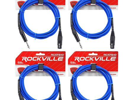 4 Rockville RCXFB10Bl Blue 10  Female REAN XLR to 1 4   TRS Balanced Cables OFC Online Hot Sale