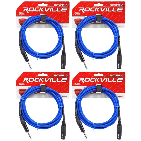 4 Rockville RCXFB10Bl Blue 10  Female REAN XLR to 1 4   TRS Balanced Cables OFC Online Hot Sale