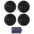 (4) Rockville MS40B Black 4  200w Speakers+Hifonics Amplifier For ATV UTV Cart Online now