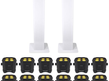 (12) Chauvet DJ Ezlink Par Q4 BT Wireless Bluetooth Wash Lights+(2) Totem Stands Online Sale