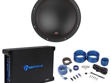 MTX 7512-44 12  1500 Watt Car Audio Subwoofer DVC 4-ohm+Mono Amplifier+Amp Kit For Discount