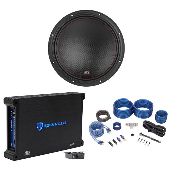 MTX 7512-44 12  1500 Watt Car Audio Subwoofer DVC 4-ohm+Mono Amplifier+Amp Kit For Discount