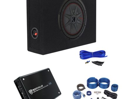 Kicker 48CWRT122 COMPRT12 2000W 12  Slim Subwoofer+Sub Box+Amplifier+Amp Kit Online now