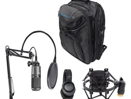 Audio Technica Podcast Podcasting Pack wUSB Microphone+Headphones+Boom+Backpack on Sale