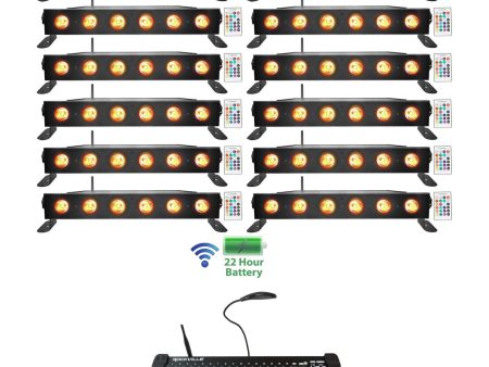 (12) Rockville BEST STRIP 60 Battery Light Bars+384 Ch. Wireless DMX Controller For Cheap