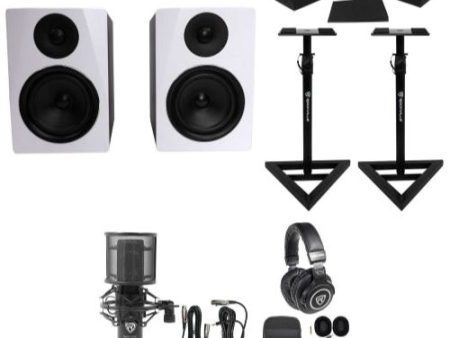 (2) Rockville APM6W 6.5  Powered USB Studio Monitors+Stands+Pads+Mic+Headphones Online now