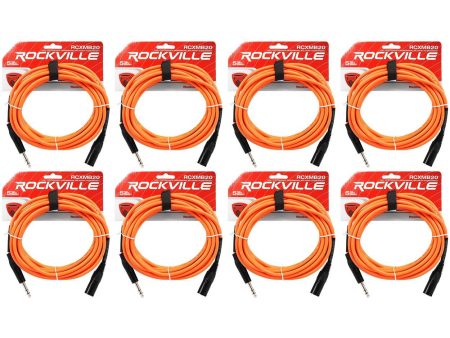 8 Rockville RCXMB20-O Orange 20  Male REAN XLR to 1 4   TRS Balanced Cables Online now