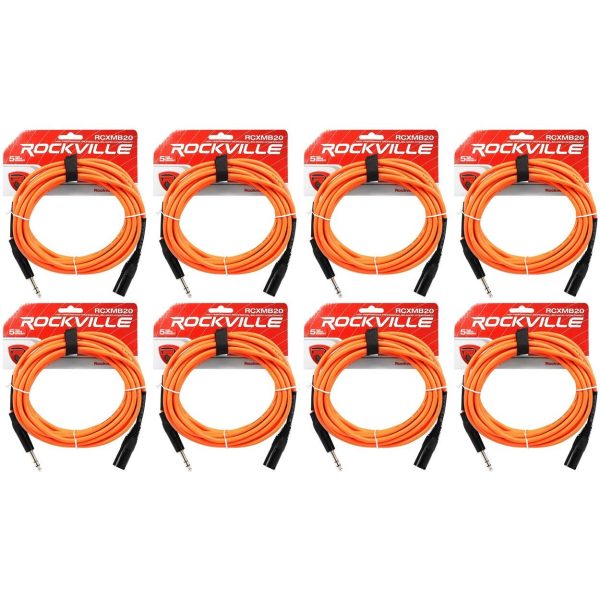 8 Rockville RCXMB20-O Orange 20  Male REAN XLR to 1 4   TRS Balanced Cables Online now