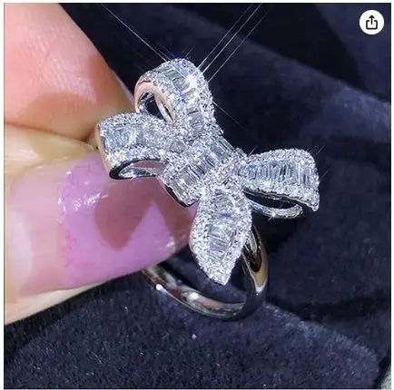 Sterling Silver Bow Women s Ring Fashion