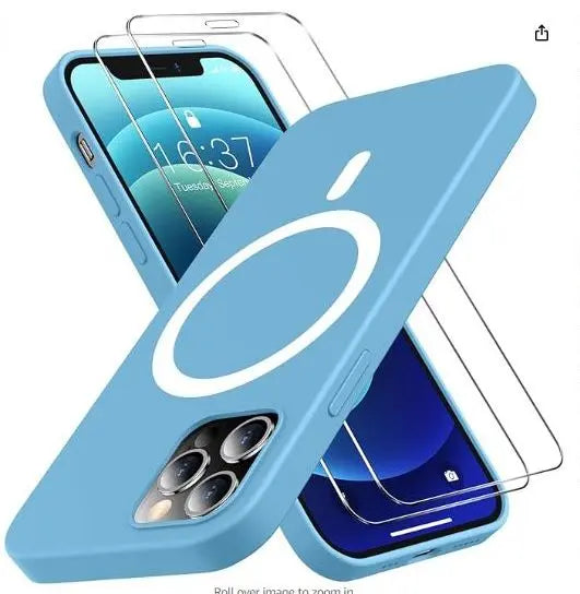 iPhone 12 12 Pro Silicone Magnetic Case Blue For Discount