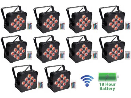 (10) Rockville BEST PAR 60 Rechargable Par Can Wash Lights Wireless DMX+RGBWA+UV Online Sale