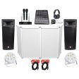 Pair Rockville SPGN254 Dual 15” 4-Ohm DJ Speakers+Mixer+Mics+Headphones+Facade Sale