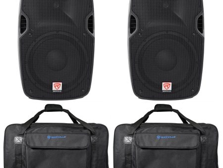 (2) Rockville SPGN128 12  2400W DJ PA Speakers 8-Ohm+Weatherproof Speaker Bags Cheap