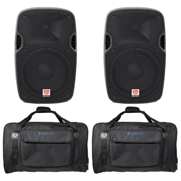 (2) Rockville SPGN128 12  2400W DJ PA Speakers 8-Ohm+Weatherproof Speaker Bags Cheap