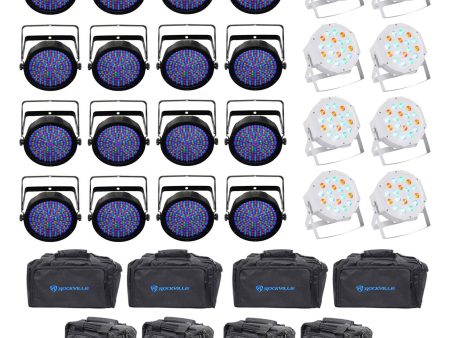 (16) Chauvet SlimPAR 64 RGBA DMX LED Wash Lights+(8) Free RGB Par Can Lights Supply