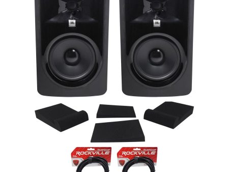 (2) JBL 306P MkII 6  Powered Studio Recording Monitors Speakers+Pads+XLR Cables For Cheap