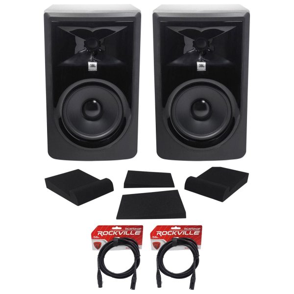 (2) JBL 306P MkII 6  Powered Studio Recording Monitors Speakers+Pads+XLR Cables For Cheap