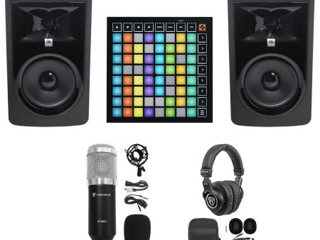 Music Production Kit 2 JBL 306P 6  Studio Monitors+Pad Controller+Headphones and Mic Discount