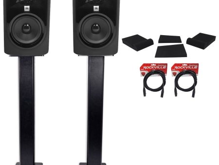 (2) JBL 305P MkII 5  Powered Studio Monitors+Stands+Isolation Pads+XLR Cables Sale