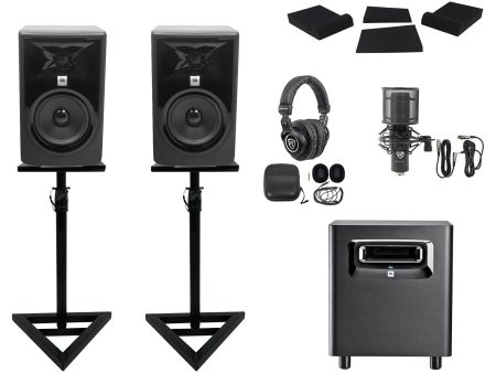 2) JBL 306P MkII 6  Powered Studio Monitors+Stands+Pads+Subwoofer+Headphones+Mic Online