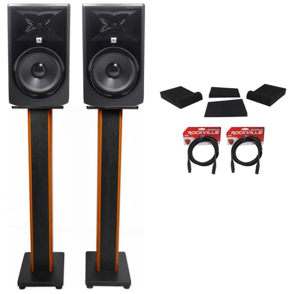 (2) JBL 306P MkII 6  Studio Monitors+36  Stands+Isolation Pads+XLR Cables Supply