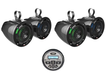 (4) MTX MUD65PL 6.5  200w Tower LED Speakers+Bluetooth Receiver 4 RZR ATV UTV Online Sale