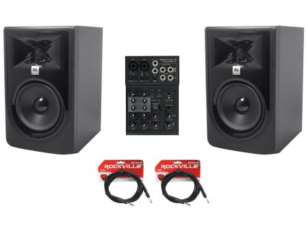 (2) JBL 305P MkII 5  Powered Studio Monitors+USB Interface 4-Channel Mixer w EQ Fashion