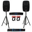 (2) Rockville SPGN158 15  1600W DJ PA Speakers+Power Amplifier+Stands+Cables Online now