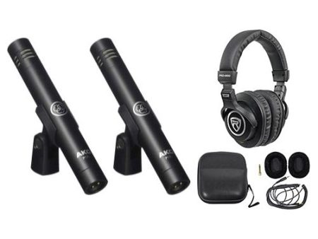 (2) AKG P170 Studio Condenser Pencil Microphones Instrument Drum Mics+Headphones Sale