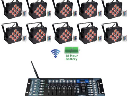 (10) Rockville BEST PAR 60 Rechargeable Wash Lights w Wireless DMX Controller Hot on Sale