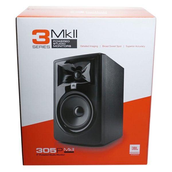 (2) JBL 305P MkII 5  Powered Studio Monitors+Stands+Isolation Pads+XLR Cables Sale